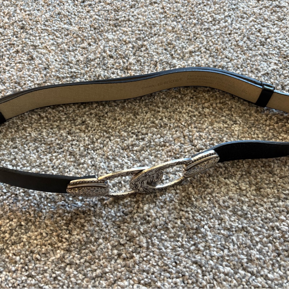 Black Adjustable Belt with Silver Buckle
